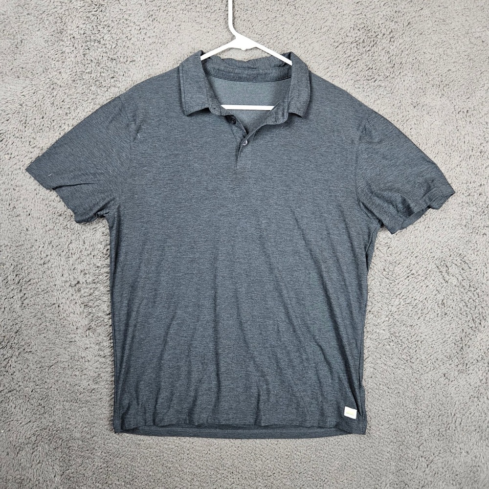 Vuori Mens Strato Tech Polo Shirt Charcoal Gray Heather Short Sleeve Size L‎